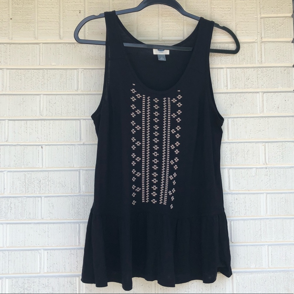 Embroidered Peplum Tank